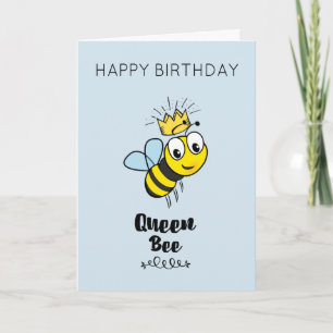 Cute Queen Bee med Krona Grattis på födelsedagen Kort