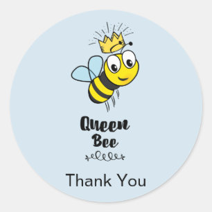 Cute Queen Bee med Krona Tack Runt Klistermärke