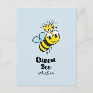 Cute Queen Bee med Krona Vykort