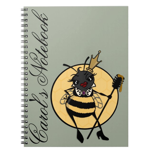 CUTE QUEEN BEE PERSONLIG SPIRAL NOTEBOOK ANTECKNINGSBOK (Framsidan)