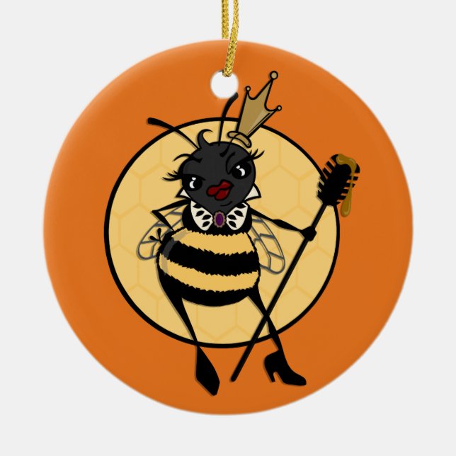 CUTE QUEEN BEE ROUND CHRISTMAS HELGDAG ORNATION JULGRANSPRYDNAD KERAMIK (Framsidan)