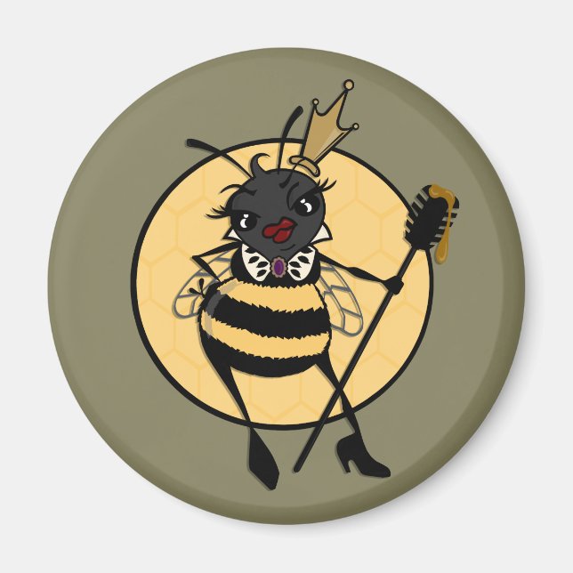 CUTE QUEEN BEE ROUND MAGNET (Framsidan)