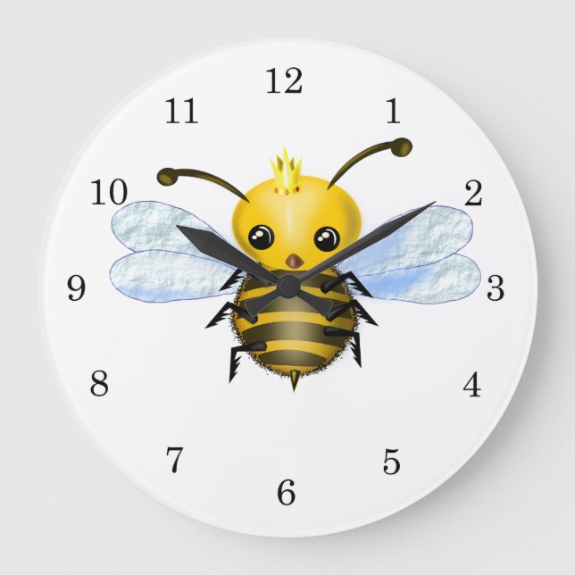 Cute Queen Bee - Söt - Välj/lägg till färg Stor Klocka (Framsida)