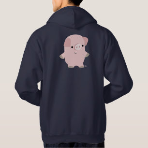 Cute Quiet Tecknad Gris Hooded Sweatshirt