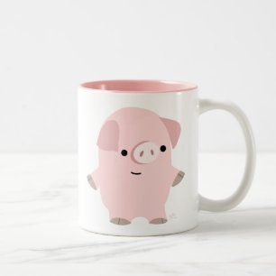 Cute Quiet Tecknad Gris Två-Tonad Mugg