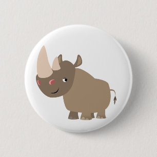 Cute Quiet Tecknad Rhino Knapp