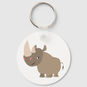 Cute Quiet Tecknad Rhino Nyckelring