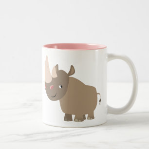 Cute Quiet Tecknad Rhino Två-Tonad Mugg