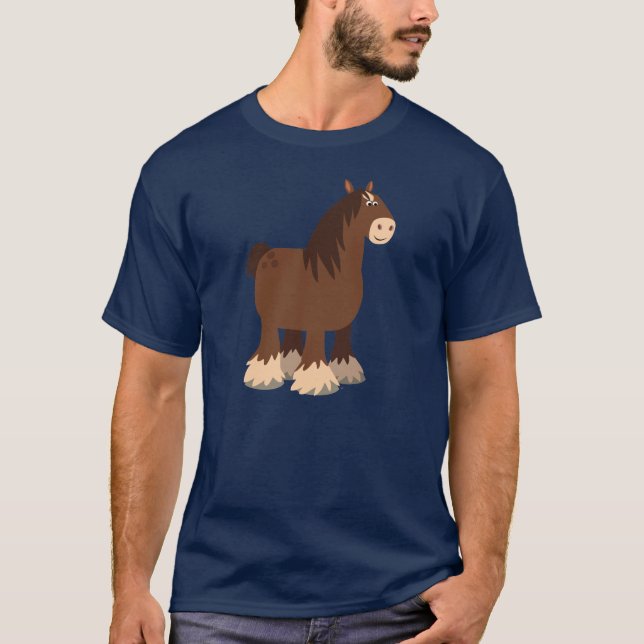 Cute Quiet Tecknad Shire Horse T-Shirt (Framsida)