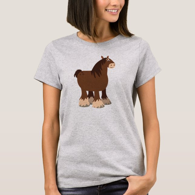 Cute Quiet Tecknad Shire Horse Women T-Shirt (Framsida)
