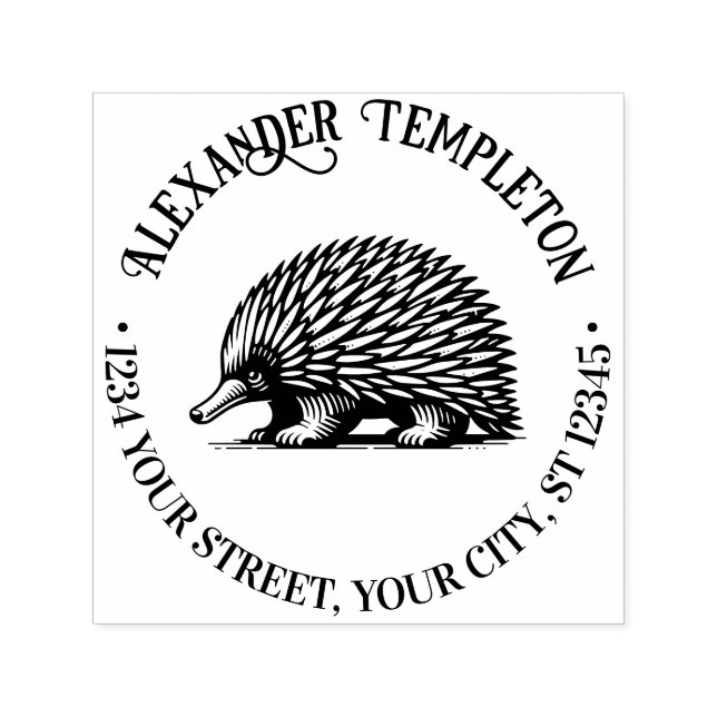 Cute Quilled Echidna Australia Namn Returadress Självfärgande Stämpel (Design)