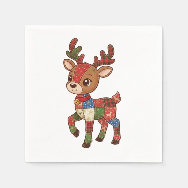 Cute Quilted Patchwork Reindeer | Christmas Holida Pappersservett (Framsidan)