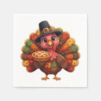 Cute Quilted Patchwork Turkey | Pilgrim Hat Pie  Pappersservett