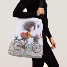 Cute Quirky Bicycle Girl - See Back - Tote Axelväska