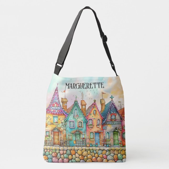 Cute Quirky Bicycle Girl - See Back - Tote Axelväska (Baksida)