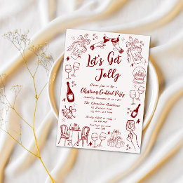 Cute quirky christmas cocktail party doodle inbjudningar