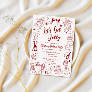 Cute quirky christmas cocktail party doodle inbjudningar