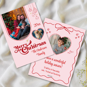 Cute quirky doodle christmas anpassningsbar 3Photo Julkort
