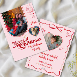 Cute quirky doodle christmas anpassningsbar 3Photo Julkort