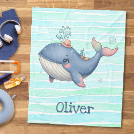 Cute Quirky Little Whale Fleecefilt