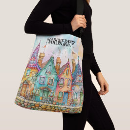 Cute Quirky ROW HOUSES - See Back - Tote Axelväska