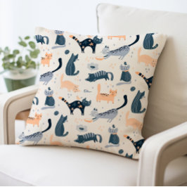 Cute Quirky Tecknad Cats Älskare dekorativt djur Kudde