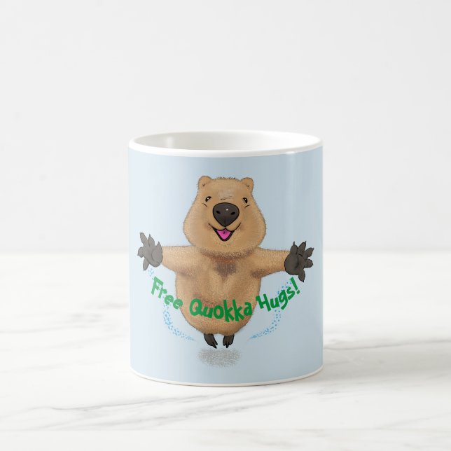 Cute quokka-hoppande tecknad kaffemugg (Center)