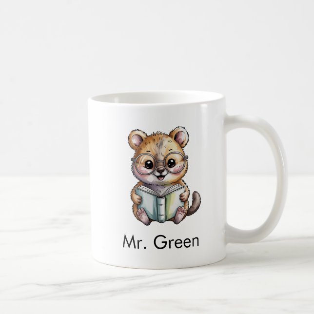 Cute Quokka Reading a Book Custom Kaffemugg (Höger)