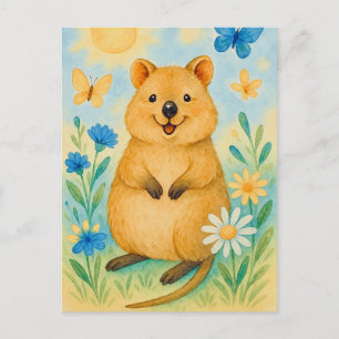Cute Quokka Vår Summer Kangaroo Animal Postcard Vykort