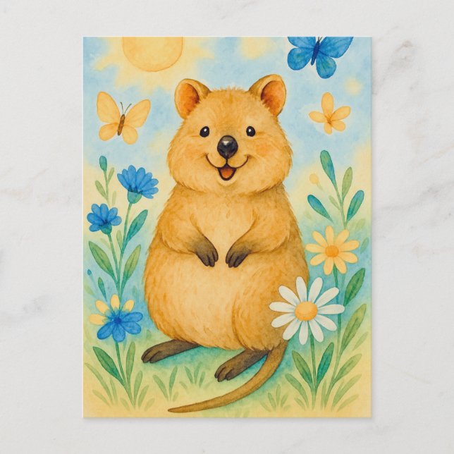 Cute Quokka Vår Summer Kangaroo Animal Postcard Vykort (Framsida)