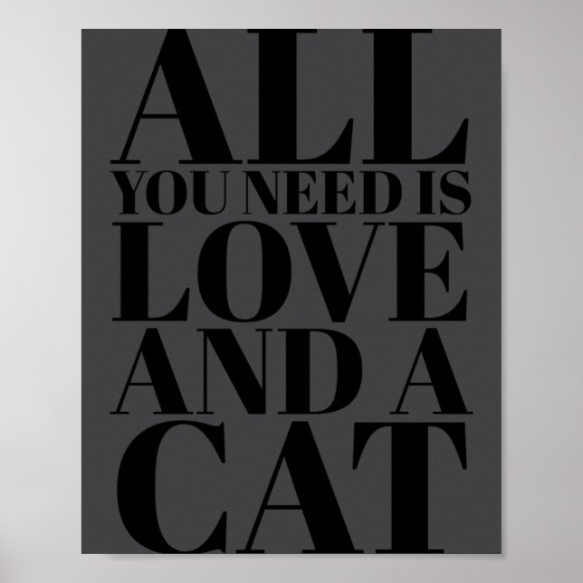 Cute Quote All You Need Is Love And A Cat  Poster (Framsidan)