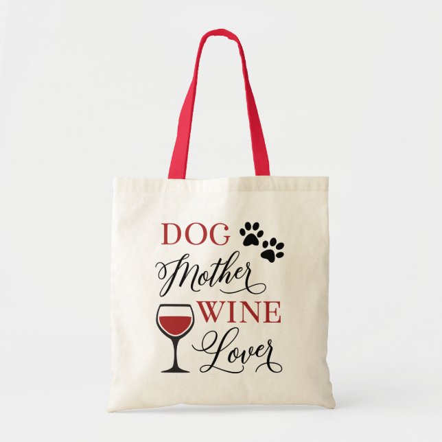 Cute Quote Womens hund i Mor Vin Kärlek Tygkasse (Framsidan)