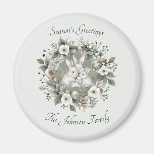 Cute Rabbas i en Blommigt Winter Wandeans Magnet