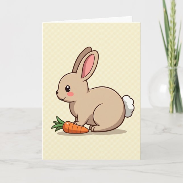 Cute Rabbit And Carrot Art Card Kort (Framsida)
