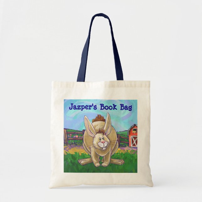 Cute Rabbit Animal Parad Bok Bag Tygkasse (Framsidan)
