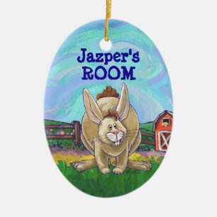 Cute Rabbit Animal Parad Julgransprydnad Keramik