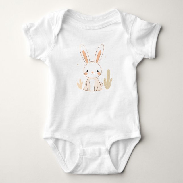 Cute Rabbit Baby Jersey Bodykostym T Shirt (Framsida)