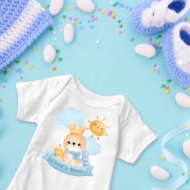 Cute Rabbit Baby, Krona, Blue Blocks, Chick Anpass T Shirt (Skapare uppladdad)
