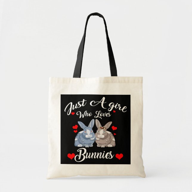 Cute Rabbit, bara en flicka som Kärlek Bunnies för Tygkasse (Framsidan)