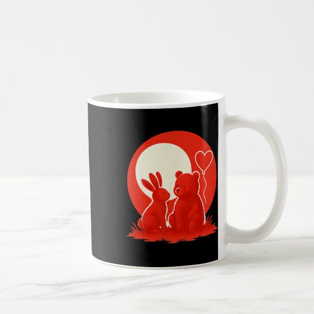 Cute Rabbit Bear Couple Valentine's Day Lovers  Kaffemugg (Höger)