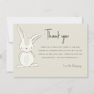 Cute Rabbit Beige Baby Shower Tack Inbjudningar