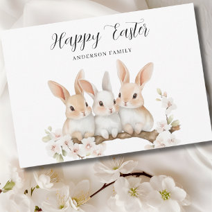Cute Rabbit Blommigt Påsk Julkort