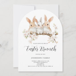 Cute Rabbit Blommigt Watercolor Påsk Brunch Inbjudningar
