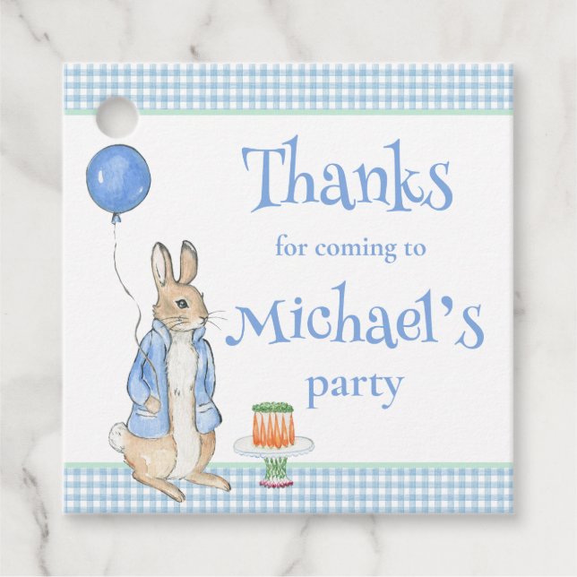 Cute Rabbit Blue Födelsedagsfest Tack Gåvor Etiketter (Framsida)