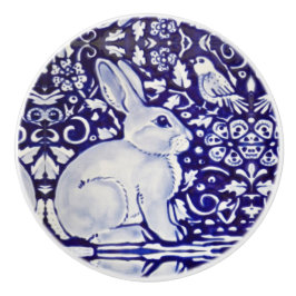 Cute Rabbit Blue White Woodland Animal Dedham Knopp