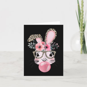 Cute Rabbit Bubble Gum Påsk Day Bunny Leopard Gl Kort