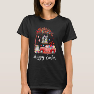 Cute Rabbit Bunnies Red Lastbil Egg Hunting Lyckli T Shirt