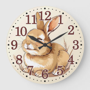 Cute Rabbit Bunny Animals Kids Room Nursery Stor Klocka