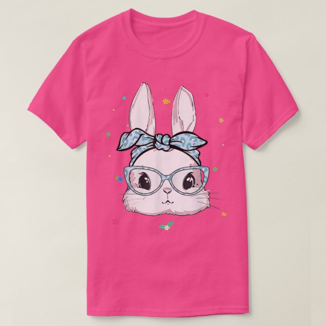 Cute Rabbit Bunny Ansikte Leopard Glass Headband E T Shirt (Design framsida)