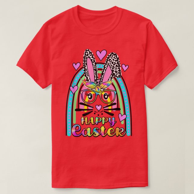 Cute Rabbit Bunny Ansikte Leopard Glass Headband E T Shirt (Design framsida)